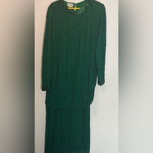 Vintage Judith Ann Creations Silk Beaded Gown Dress Stunning 16-18